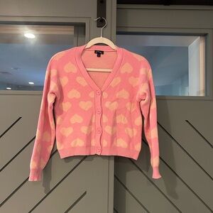 Pink Heart girls cardigan Sweater size xl (14/16)